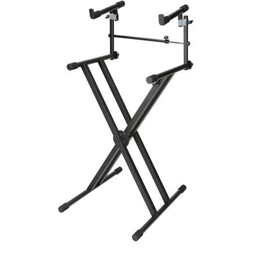 Double-X-Braced Keyboard Stand with 2nd Tier